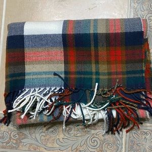 J. CREW WOMENS PLAID SCARF/ MULTI COLOR/OVERSIZED-WIDE/ USED.